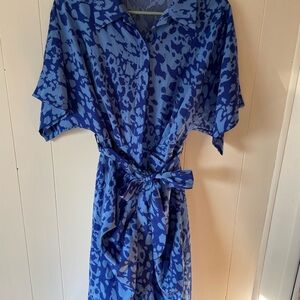 SHEIN Blue Patterned Midi Dress